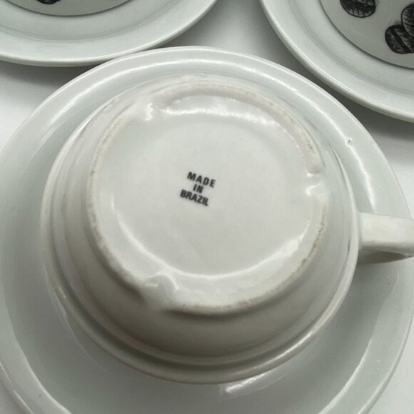 Art Deco inspired espresso cup and saucer set of 4 Flapper demitasse Brazil - Picture 9 of 10